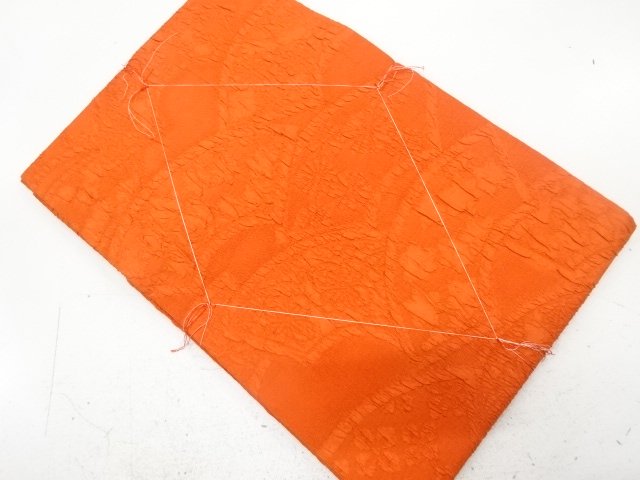 未使用品　纐纈　地紙に草花模様　名古屋帯
